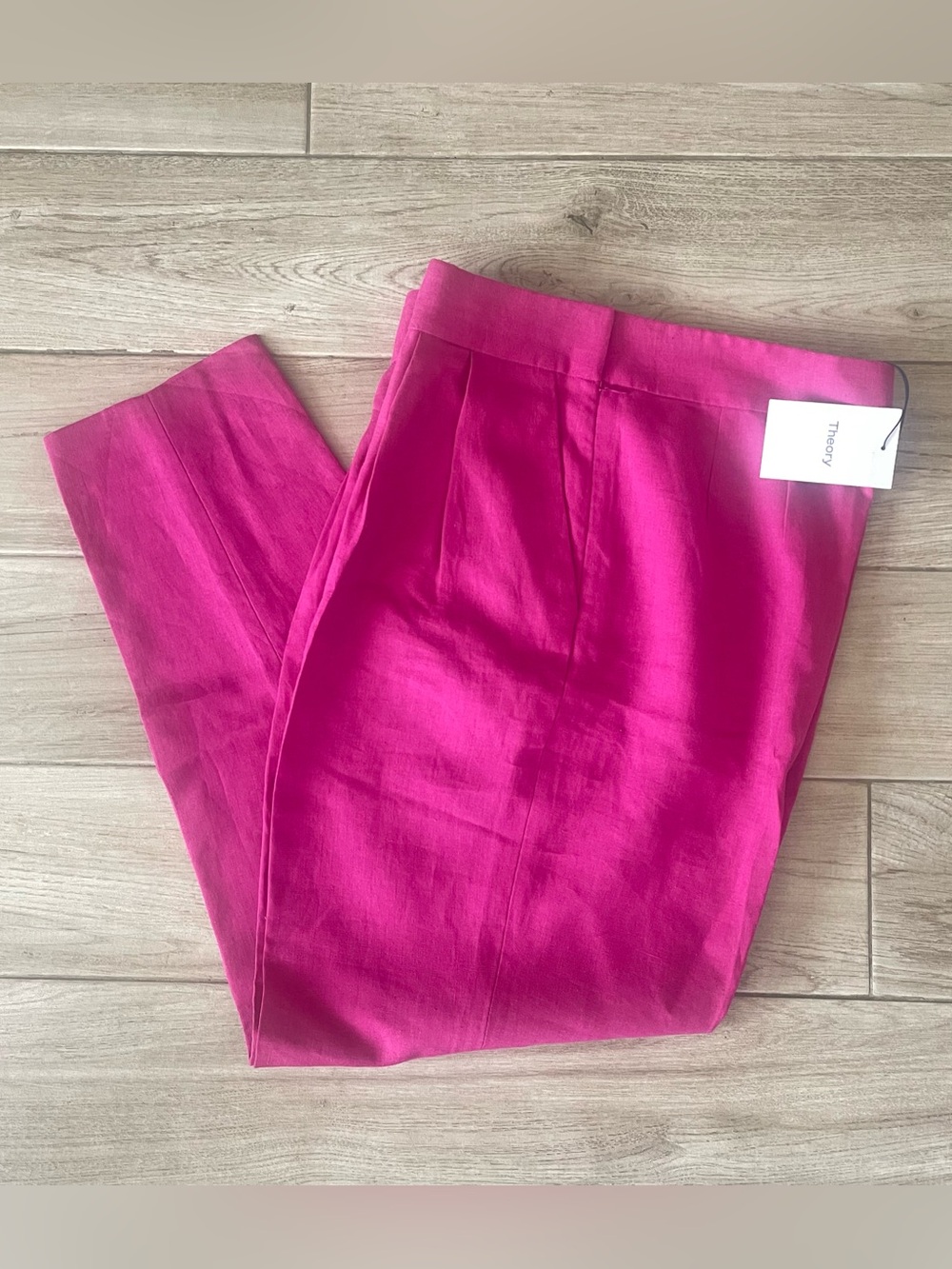 NWT Theory Vibrant Fuchsia Tailored Linen Summer Pants